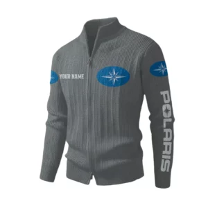 Polaris Men's Two Way Zip Knit Cardigan Sweater Stand Collar