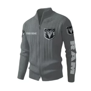Ram Men's Two Way Zip Knit Cardigan Sweater Stand Collar