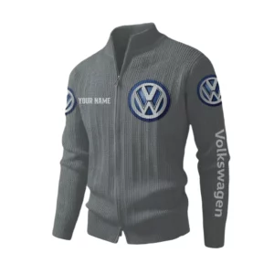 Volkswagen Men's Two Way Zip Knit Cardigan Sweater Stand Collar