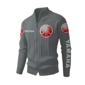 Yamaha Motorcycles Men's Two Way Zip Knit Cardigan Sweater Stand Collar
