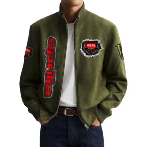 Aprilia Men's Suede Bomber Jackets Stand Collar Long Sleeve Dressy Pockets