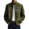 Chevrolet Men's Suede Bomber Jackets Stand Collar Long Sleeve Dressy Pockets