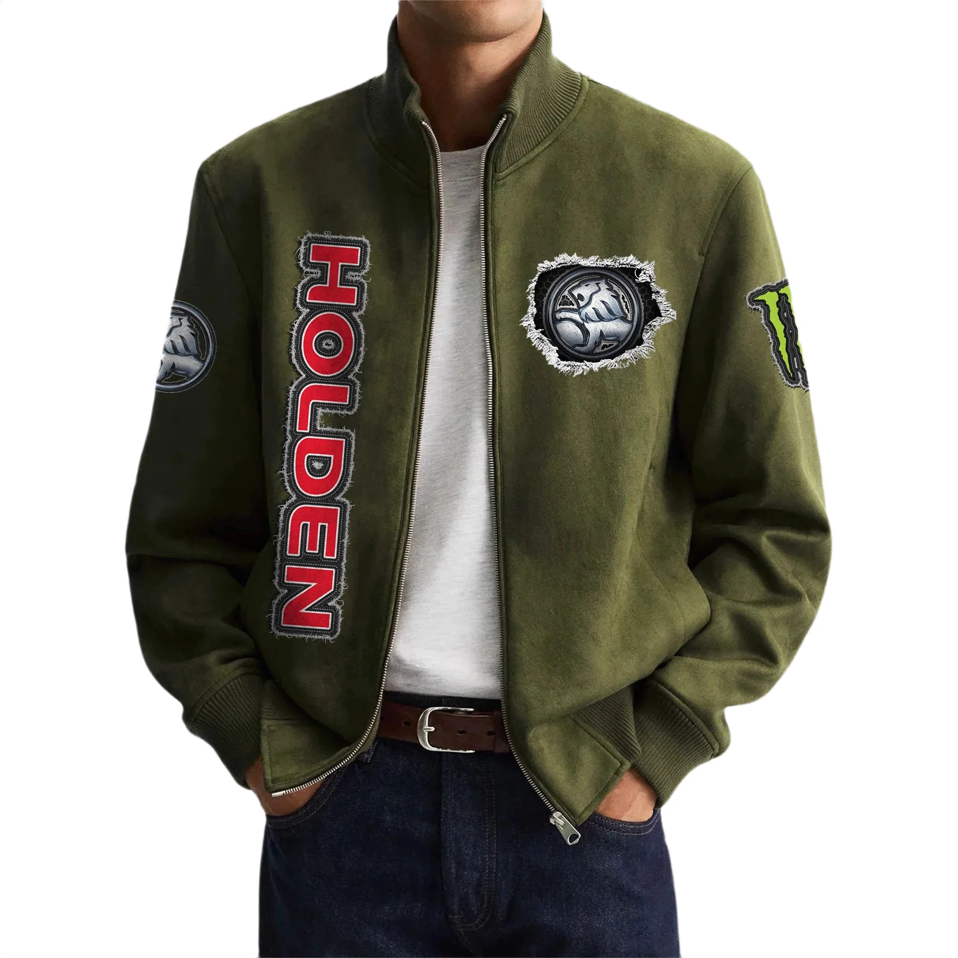 Holden Men's Suede Bomber Jackets Stand Collar Long Sleeve Dressy Pockets Holden Men's Suede Bomber Jackets Stand Collar Long Sleeve Dressy Pockets
