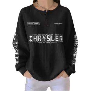 Chrysler Women’s Waffle Knit Button V-Neck Sweater Customize Name