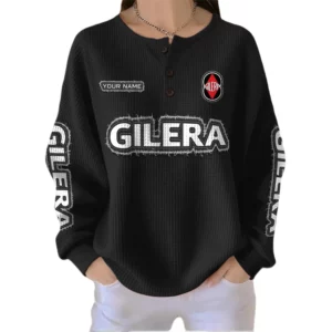Gilera Women’s Waffle Knit Button V-Neck Sweater Customize Name