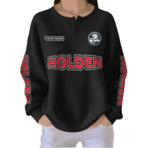 Holden Women’s Waffle Knit Button V-Neck Sweater Customize Name