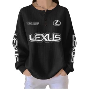 Lexus Women’s Waffle Knit Button V-Neck Sweater Customize Name