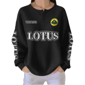 Lotus Car Women’s Waffle Knit Button V-Neck Sweater Customize Name