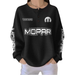 Mopar Women’s Waffle Knit Button V-Neck Sweater Customize Name
