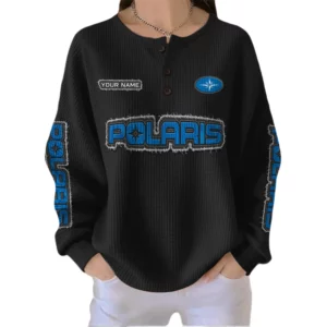 Polaris Women’s Waffle Knit Button V-Neck Sweater Customize Name